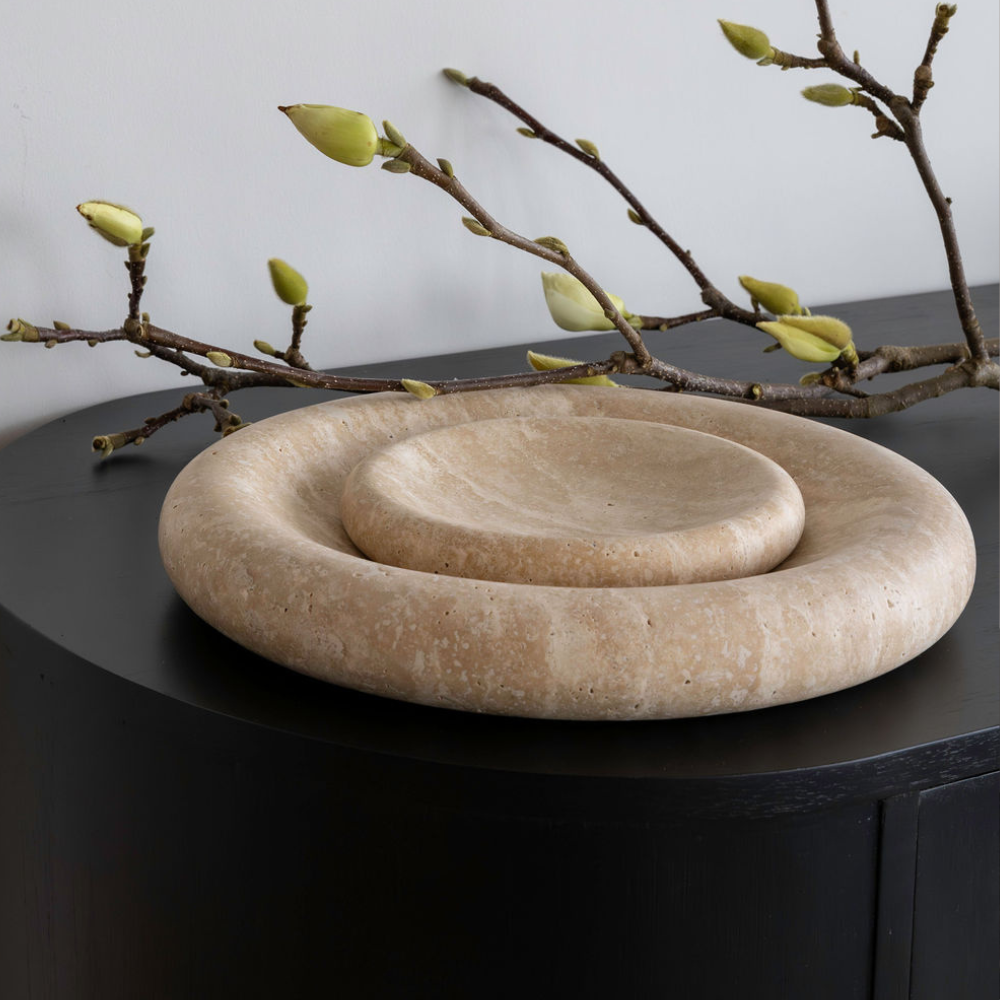 Solstice Sculptured Tray - Beige Travertine