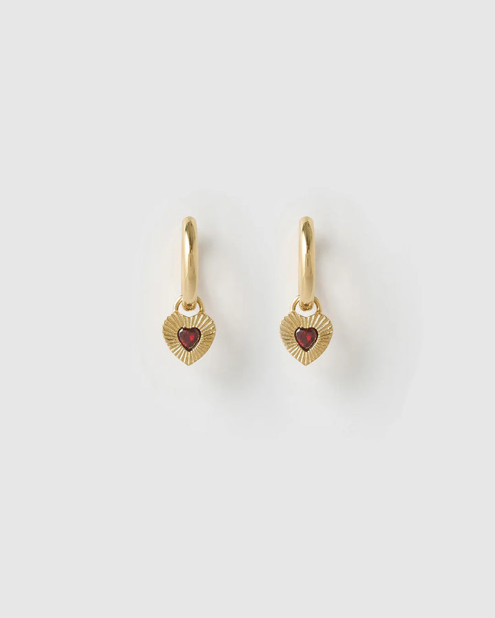 Ruby Heart Earring - Red