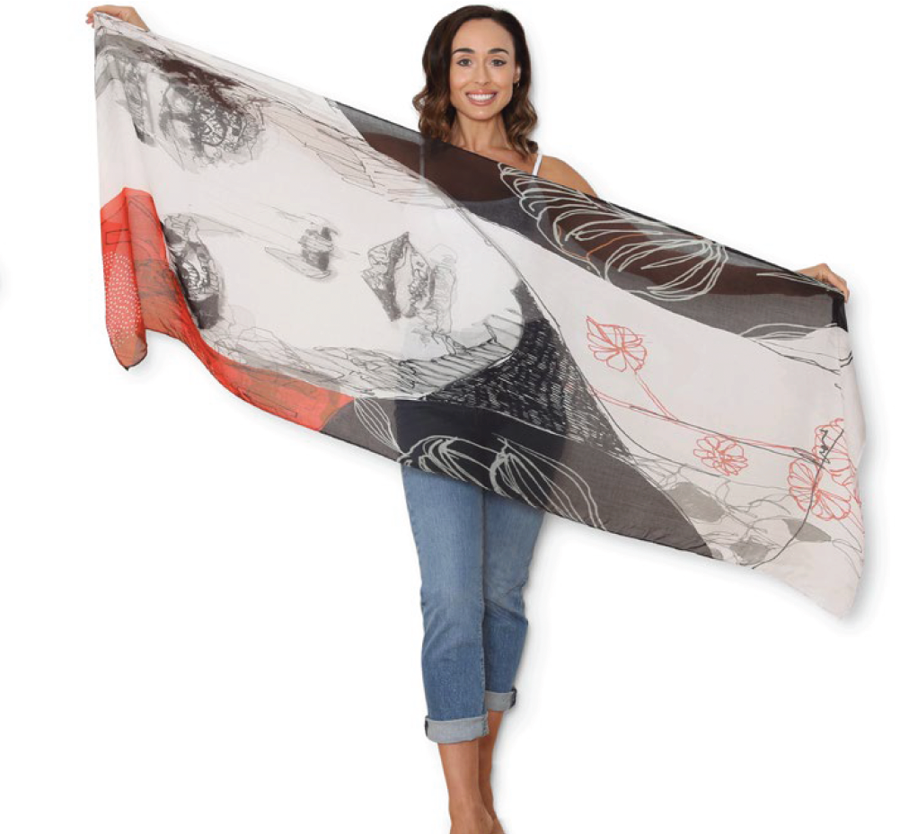 Girl with the red bob silk scarf
