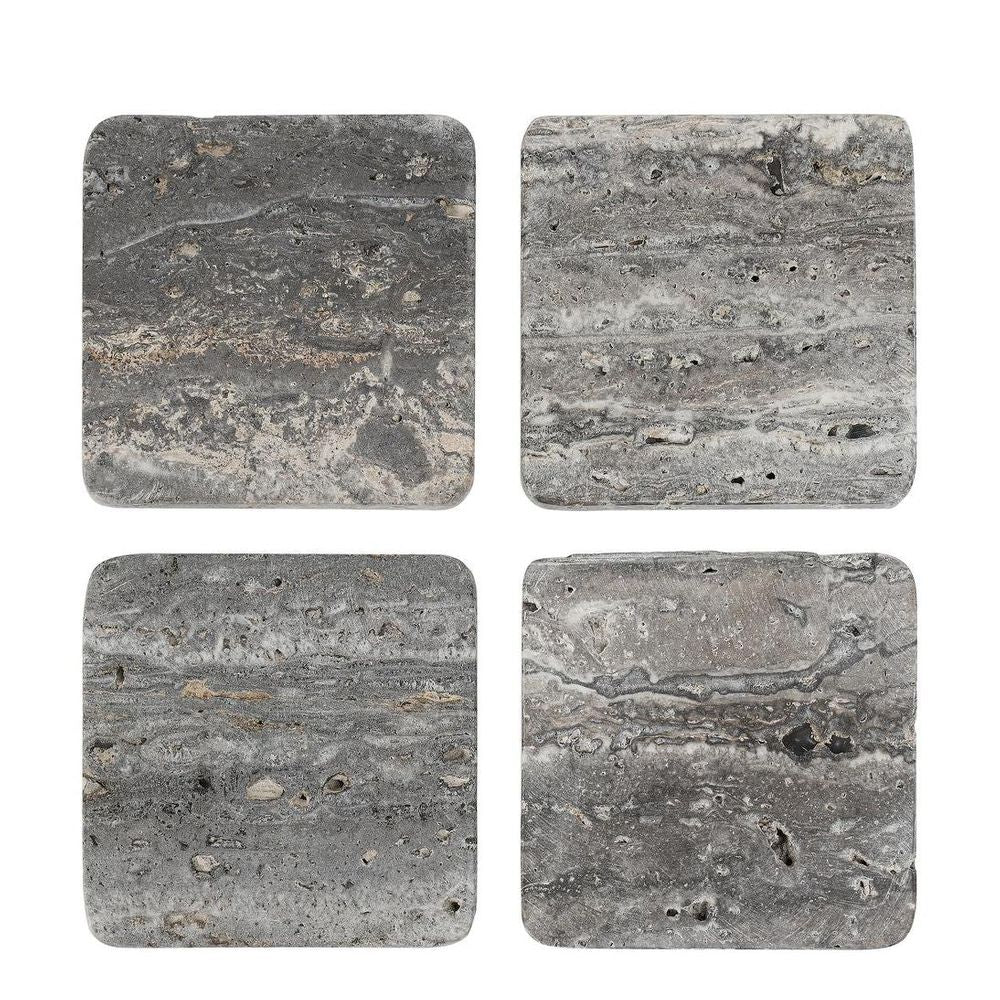 Graze Travertine Coaster Square - Dark Brown