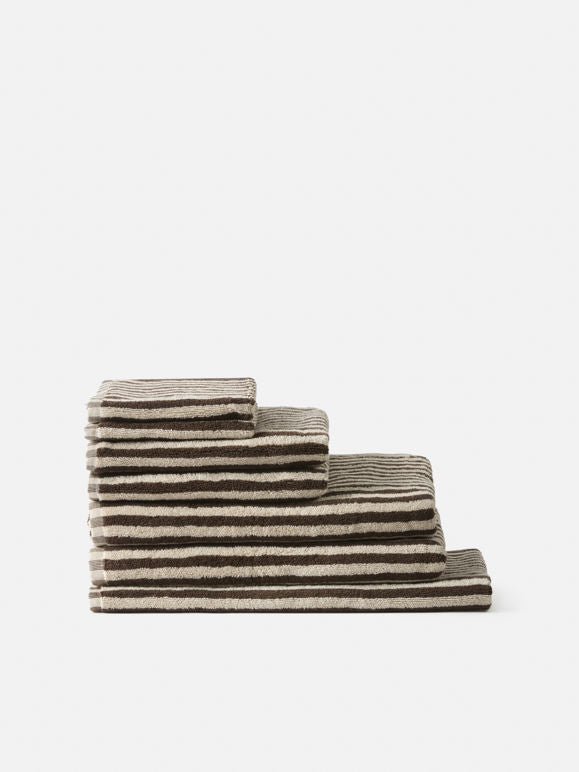 Wide Stripe Towel Range - Cocoa/Bone