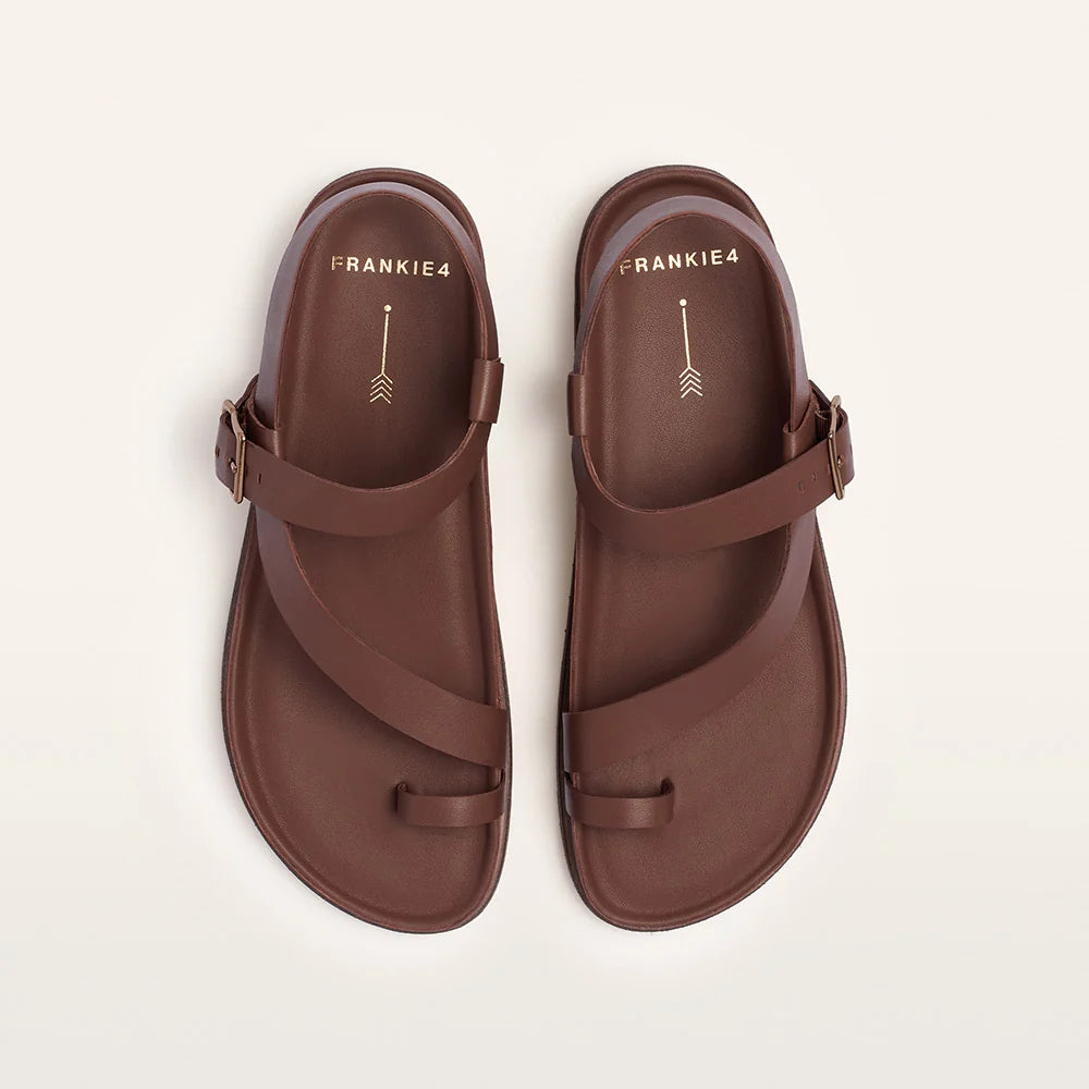 Ren Cinnamon Womens Leather Flat Sandal
