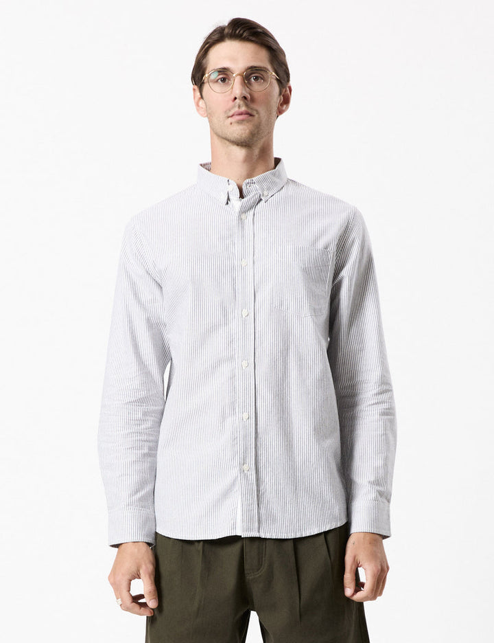 Oxford Stripe LS Shirt - White Stripe