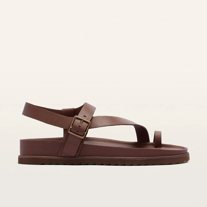 Ren Cinnamon Womens Leather Flat Sandal