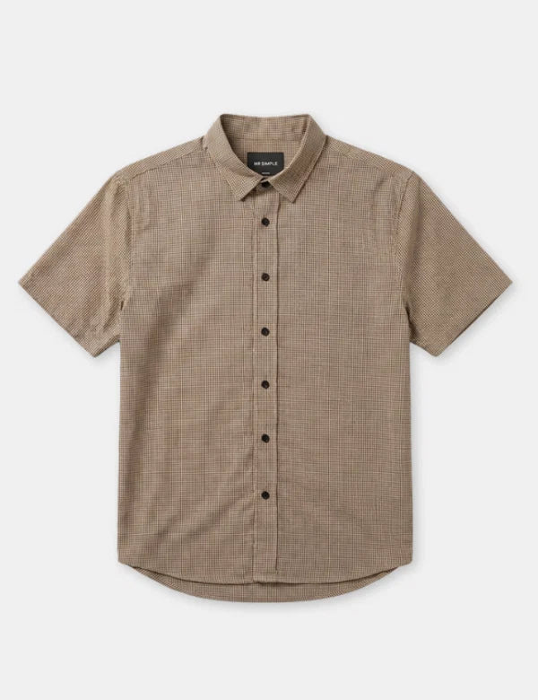 Rustler Textured SS Shirt - Stone Mini Check
