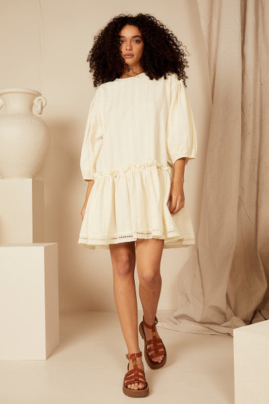 Ruffle Mini Dress - Cloud Cream