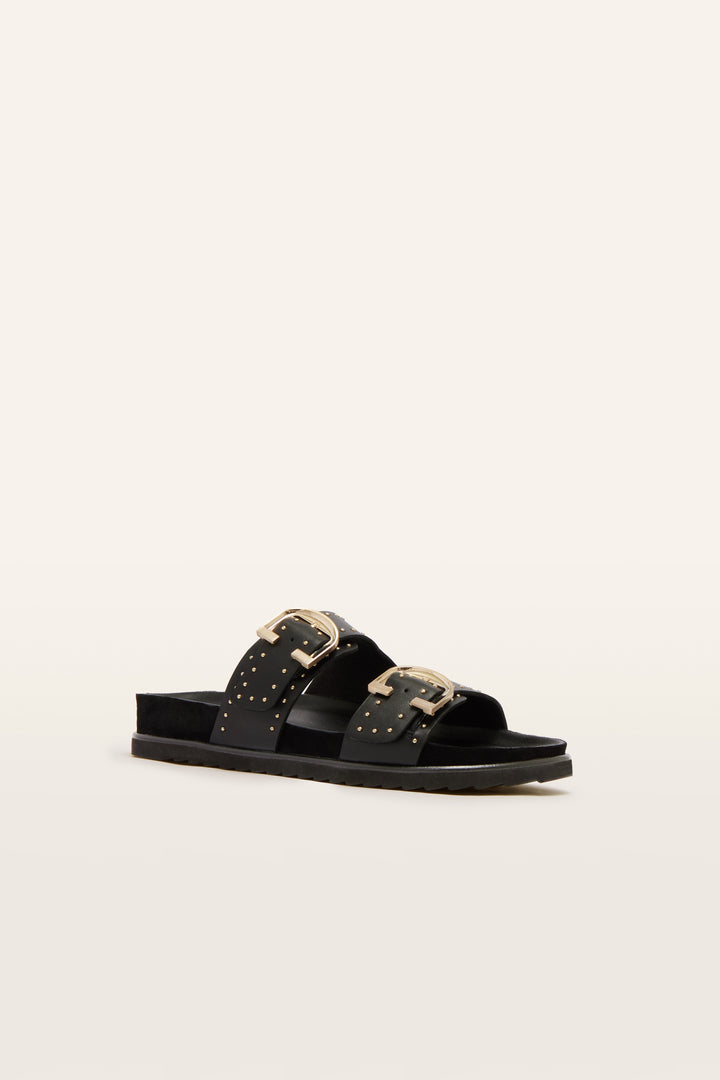 Deon Black Stud Sandals