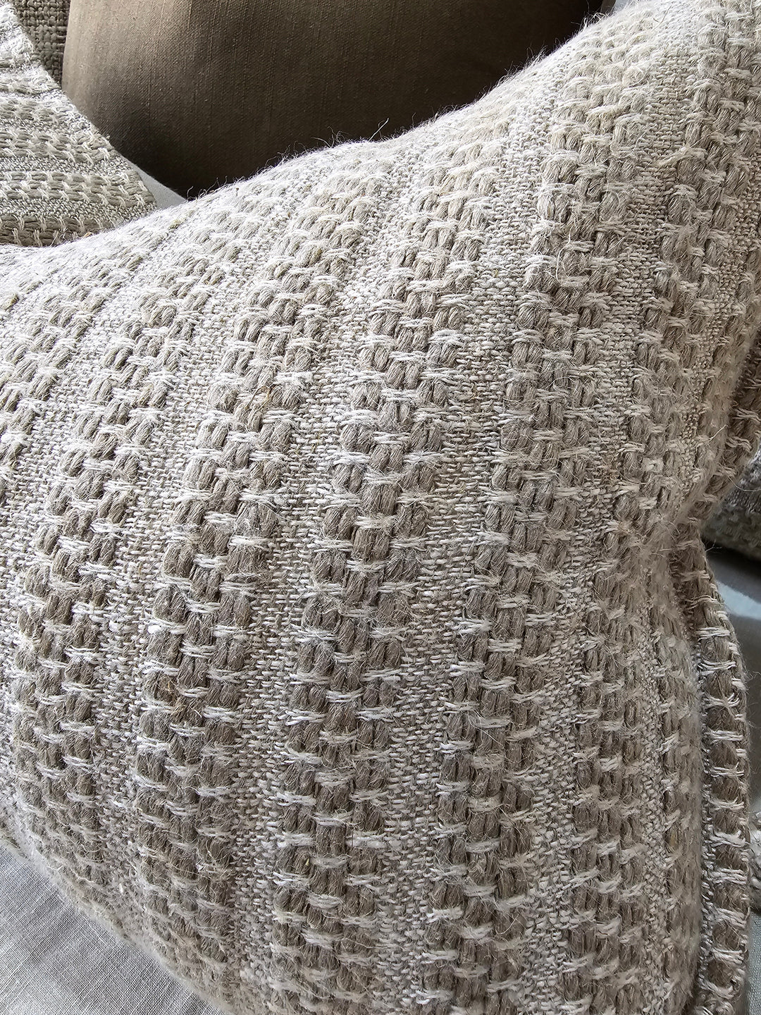 Detente Pure French Linen Cushion - Rustic Striped