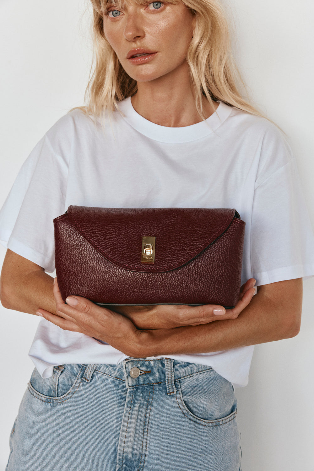 Sloane Bordeaux Leather Convertible Clutch