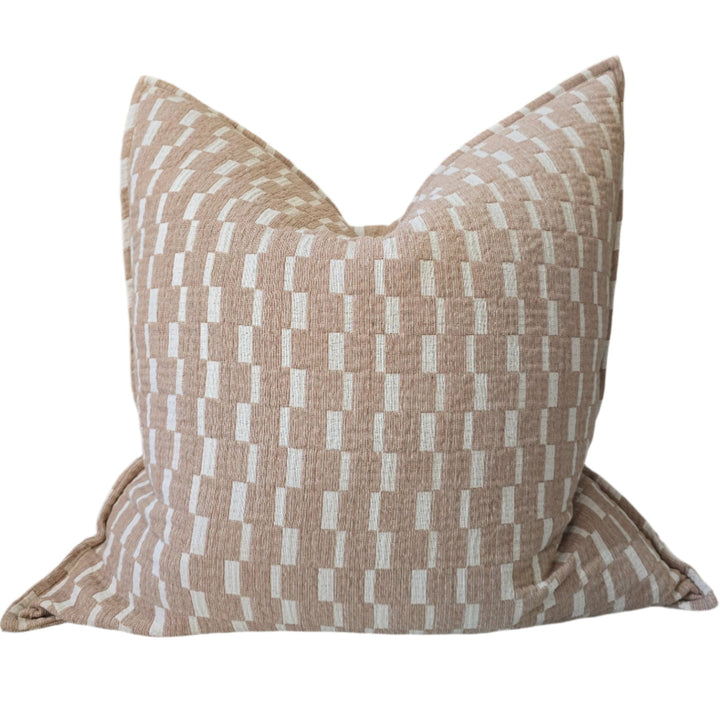 Mosaic Jacquard Linen Square Cushion - Mocha Mousse