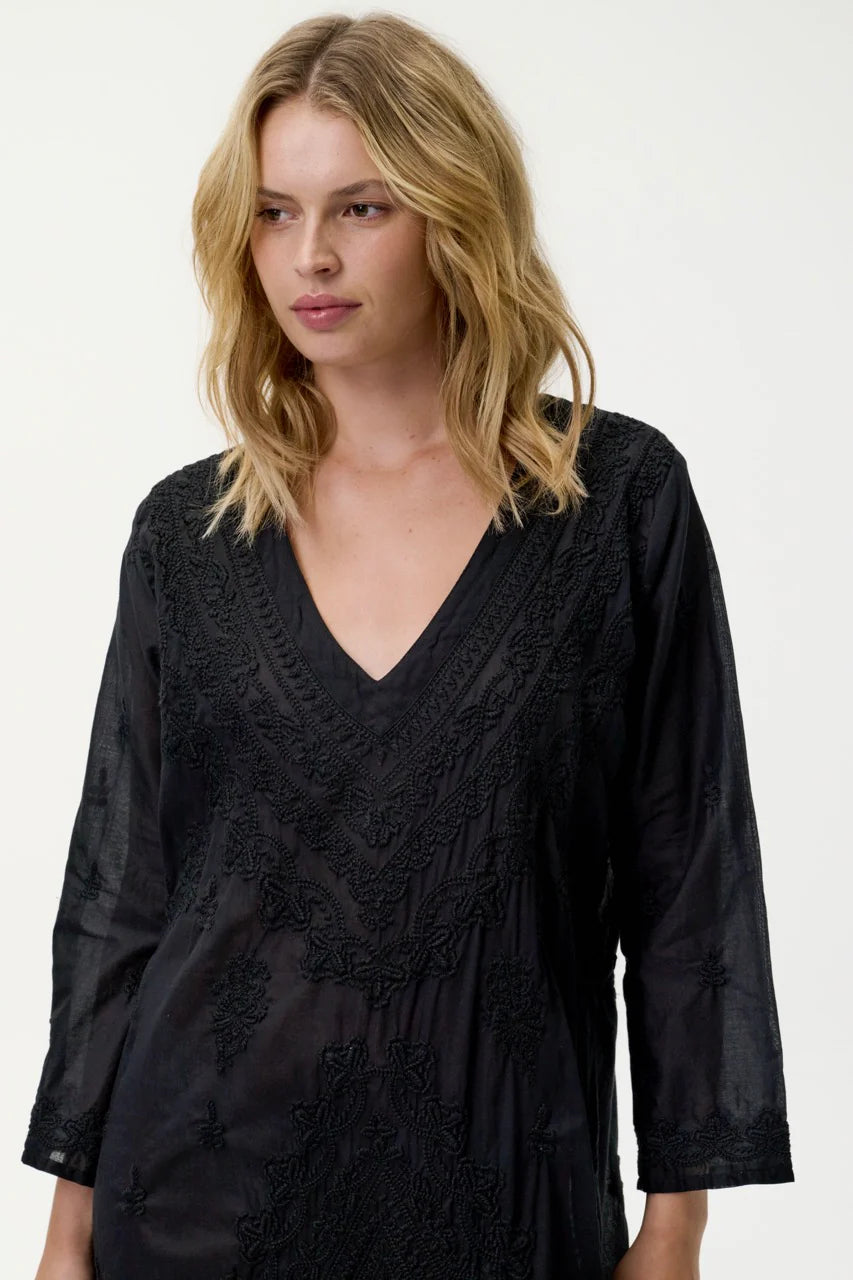 Long Goa Embroidery - Black