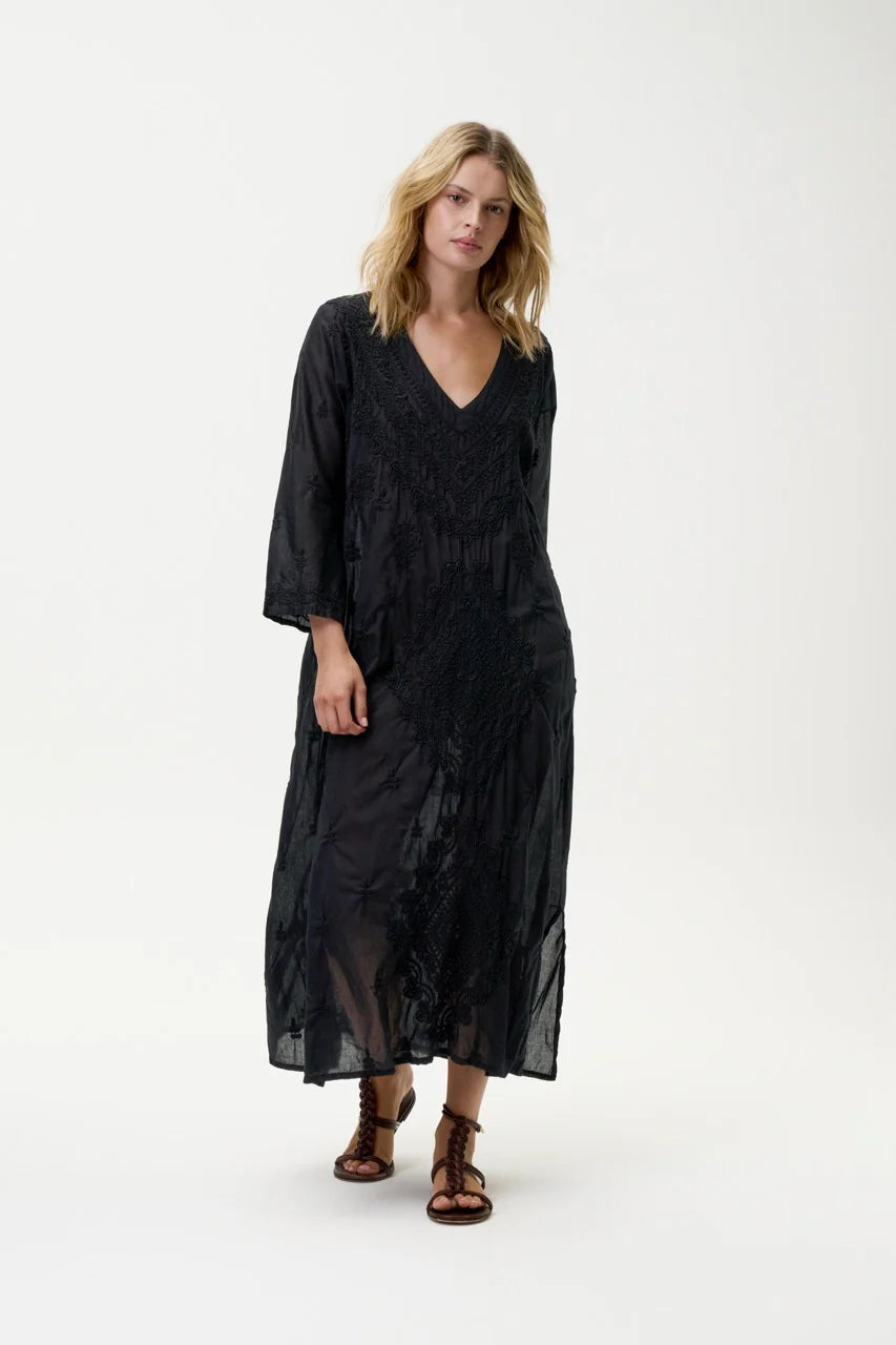Long Goa Embroidery - Black