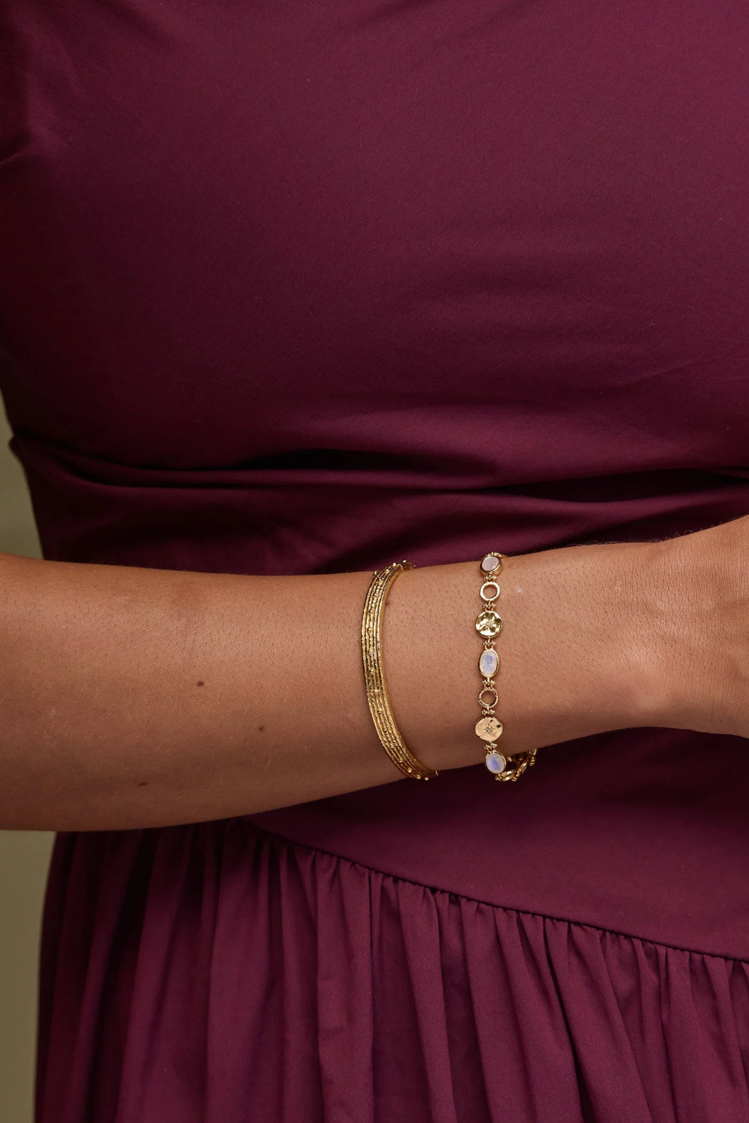 Celestial Moonstone Gold Bracelet