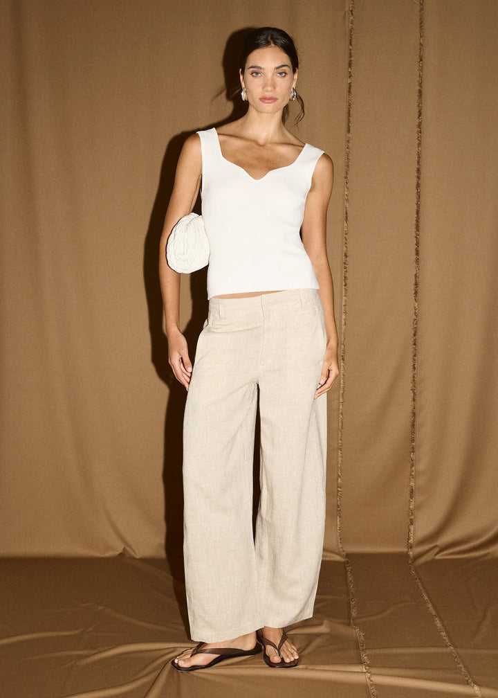 Neve Linen Barrel Leg Pant - Oat