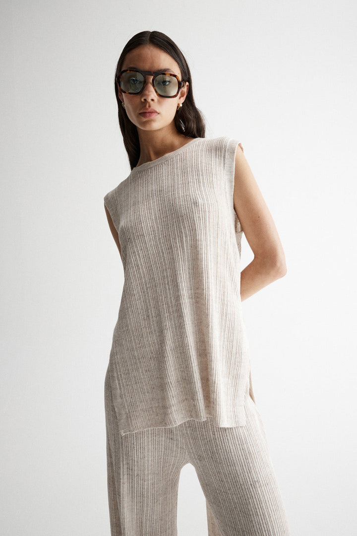 Oscar Knit Top - Oat Marle