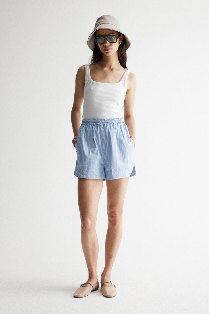 Poppy Short - Blue Stripe