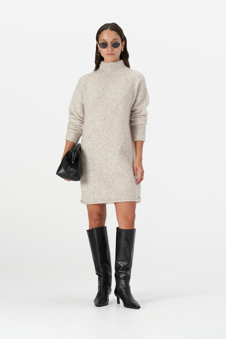 Asta Knit Dress - White Marle