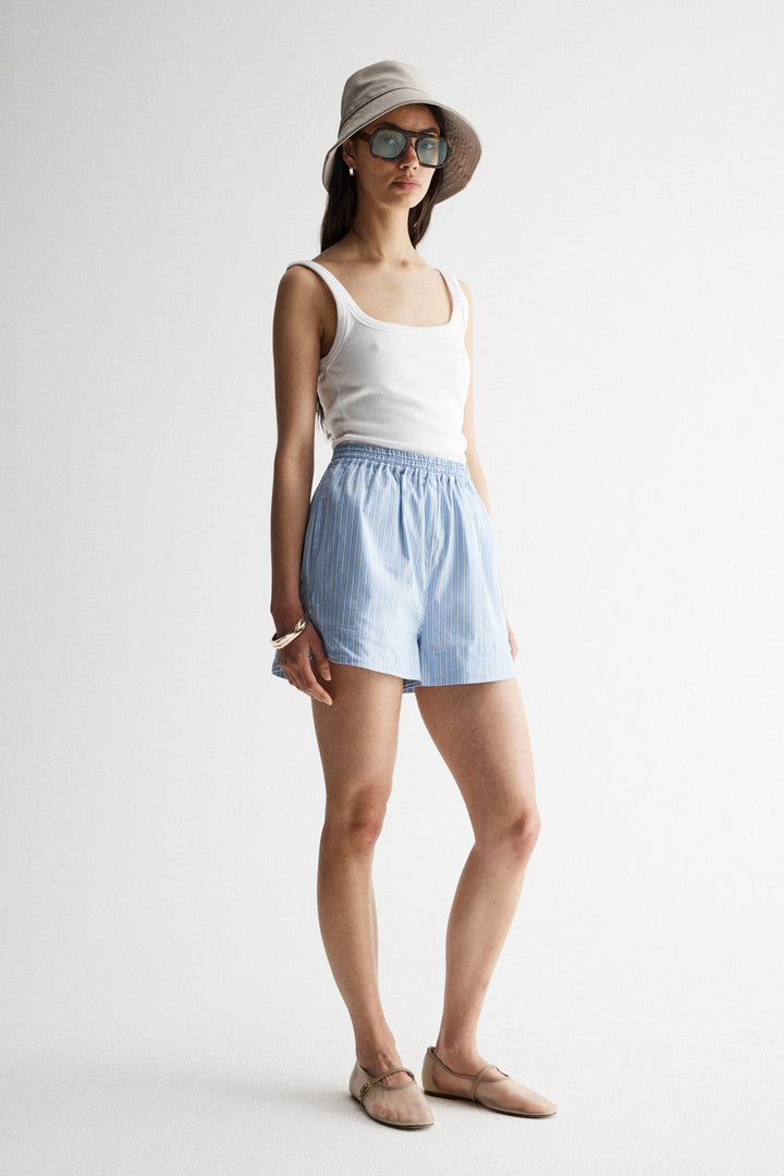 Poppy Short - Blue Stripe