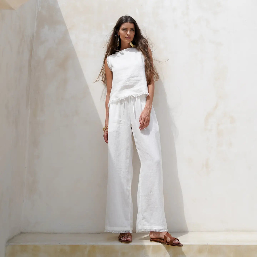 Linen Coastal Top - Coconut