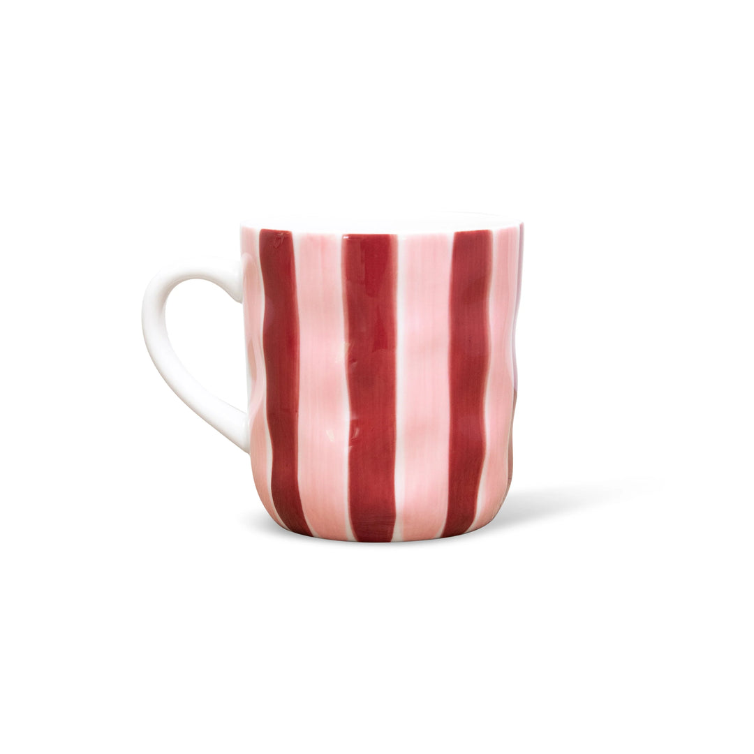 Ceramic Mug | Pink & Burgundy Stripe