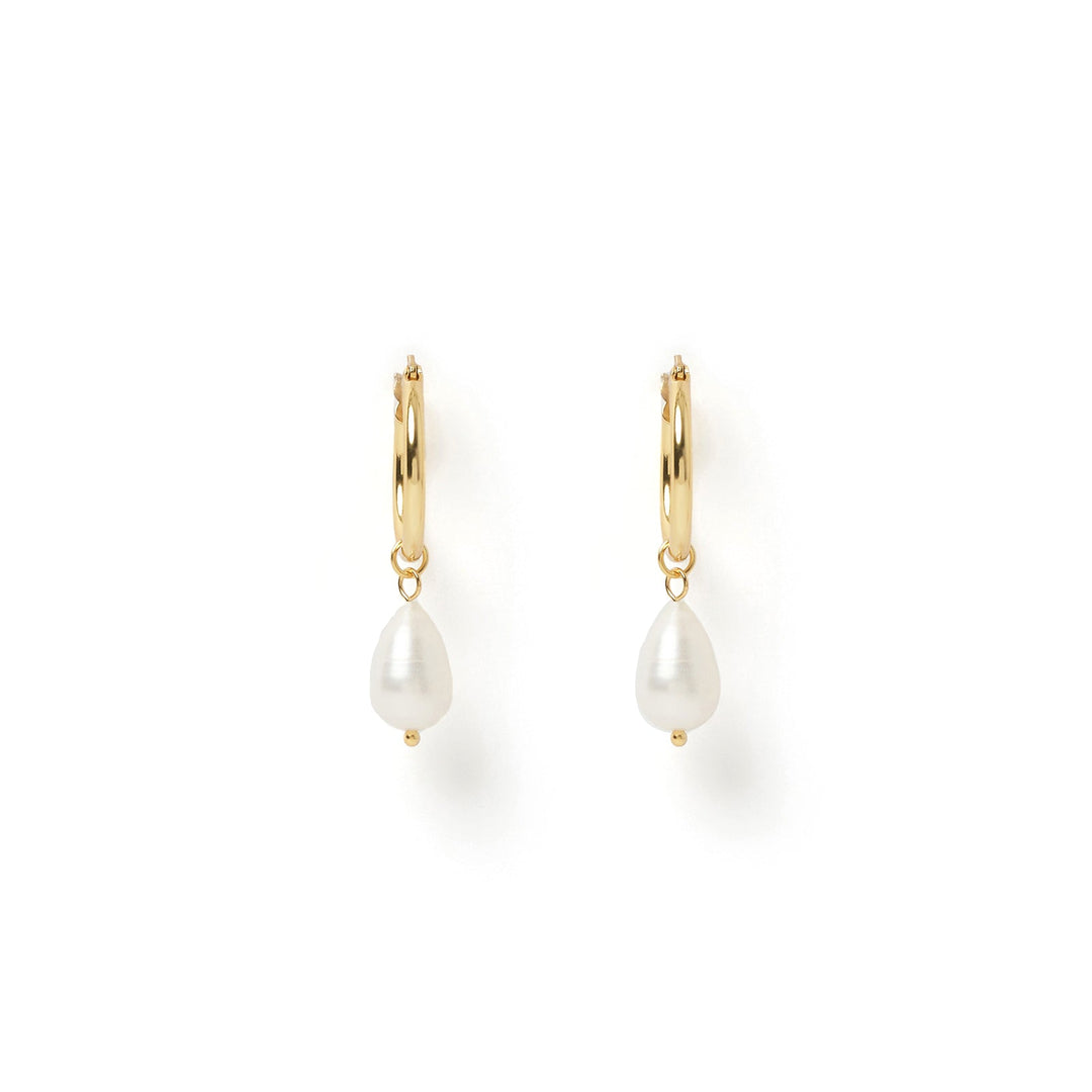 Augusta Gold Hoop & Freshwater Pearl Earrings