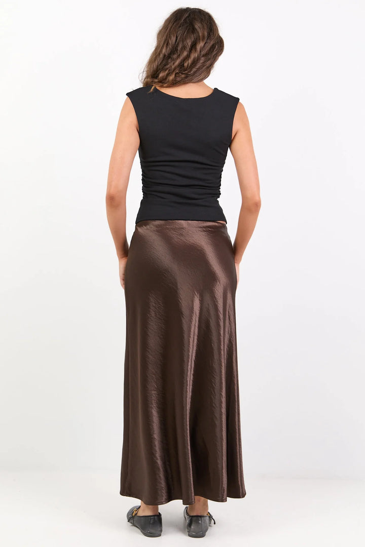 Prodigy Satin Bias Skirt - Chocolate