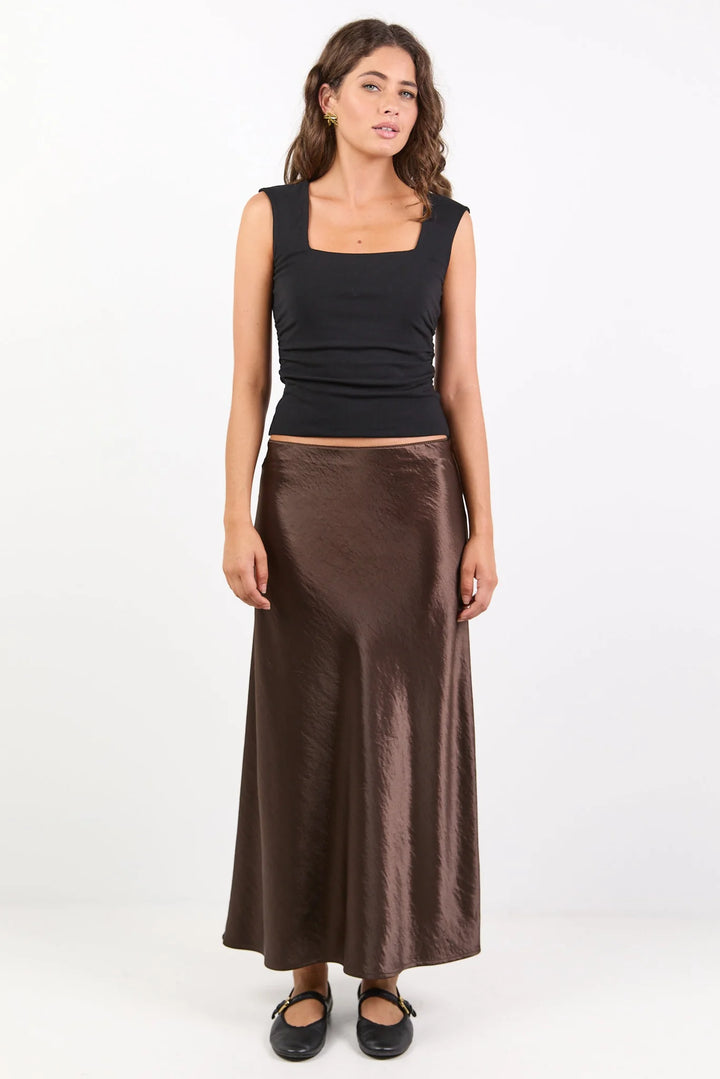 Prodigy Satin Bias Skirt - Chocolate