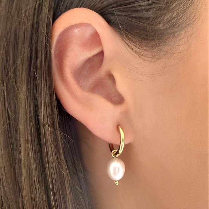 After Dark Pearl Hoop Earrings