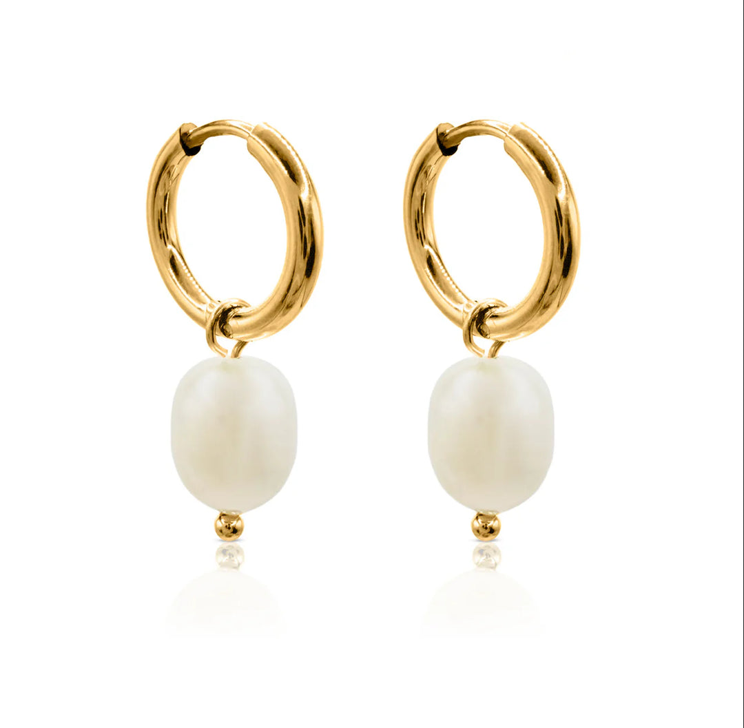 After Dark Pearl Hoop Earrings