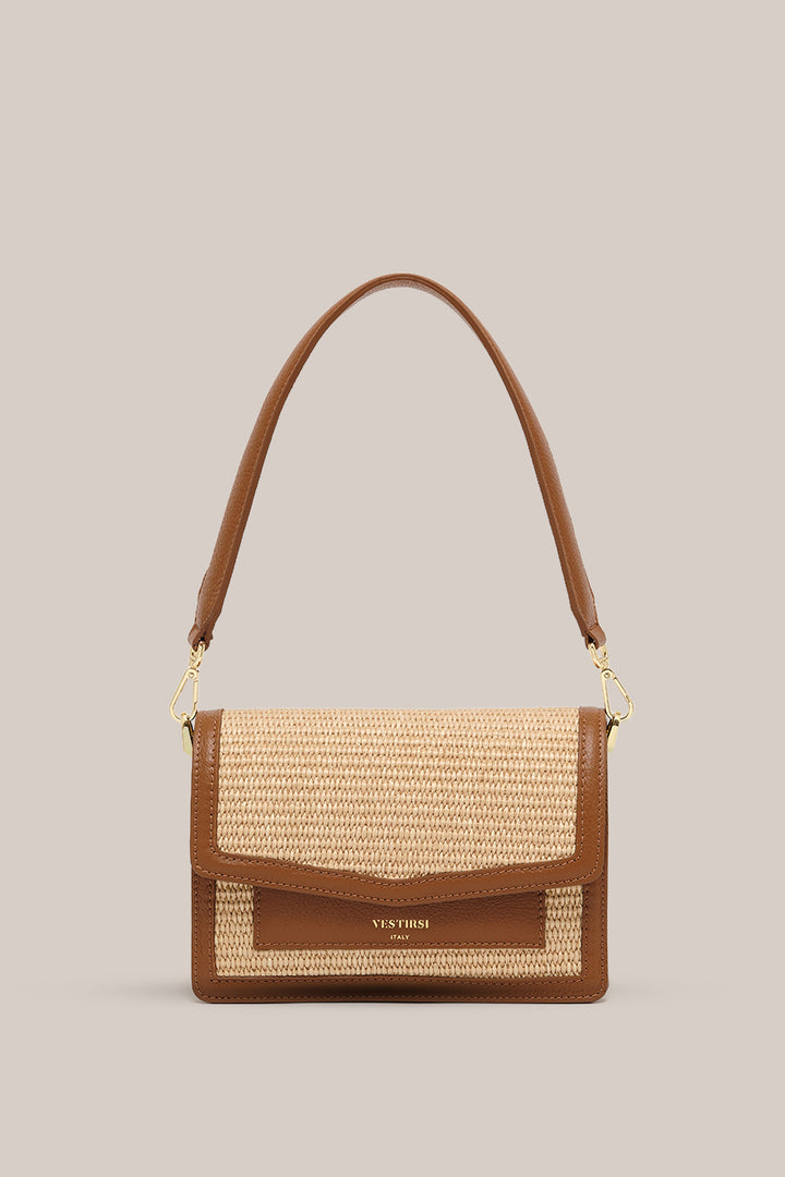 Amelia Raffia Crossbody Bag - Tan