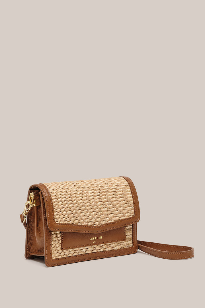 Amelia Raffia Crossbody Bag - Tan