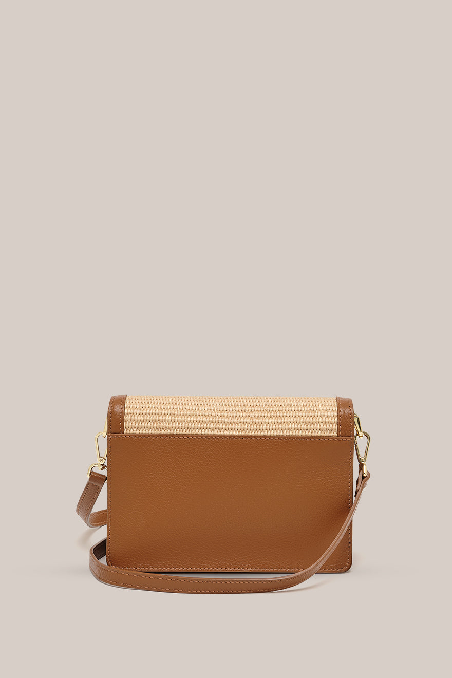 Amelia Raffia Crossbody Bag - Tan