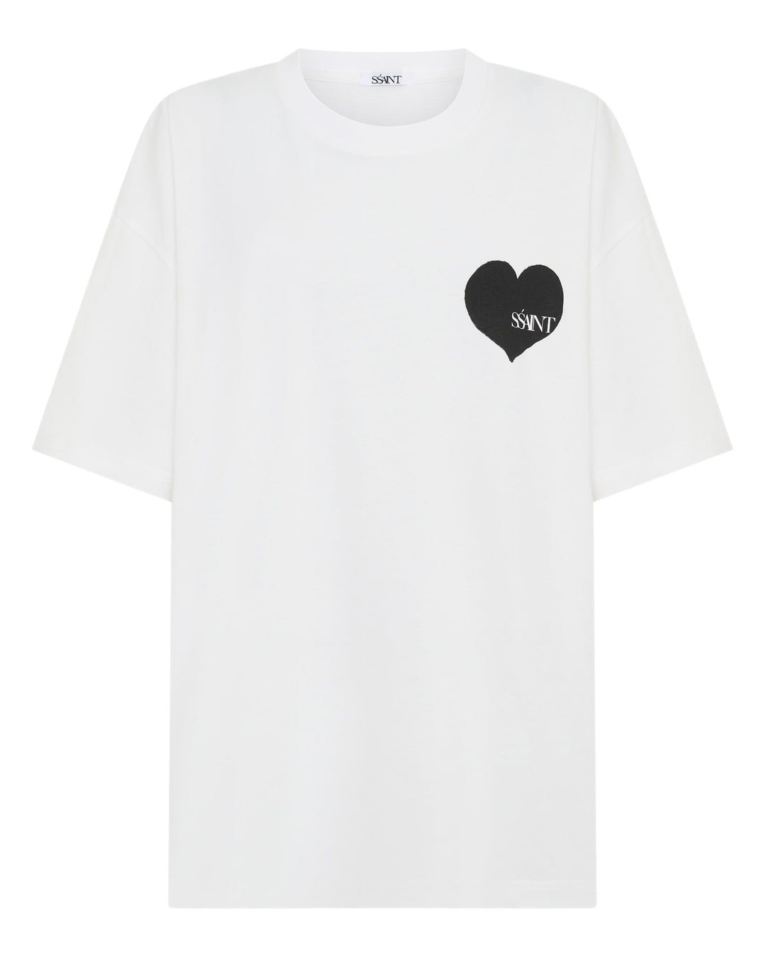 Ssaint Heart Tee - White Tee Black Heart