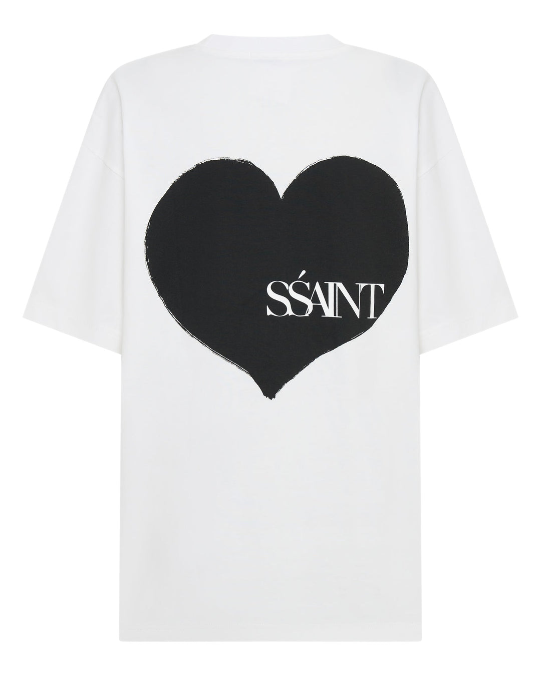 Ssaint Heart Tee - White Tee Black Heart