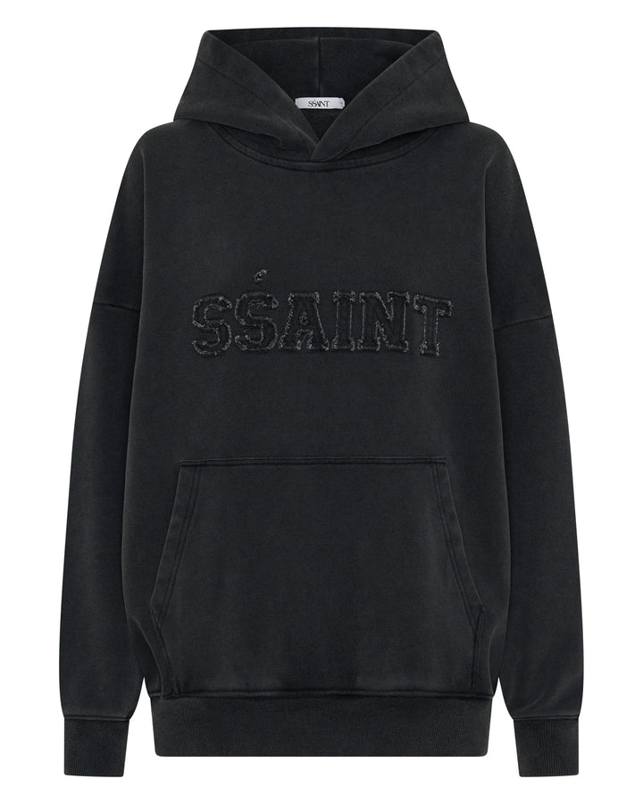 SSaint Logo Acid Wash Hoodie - Black