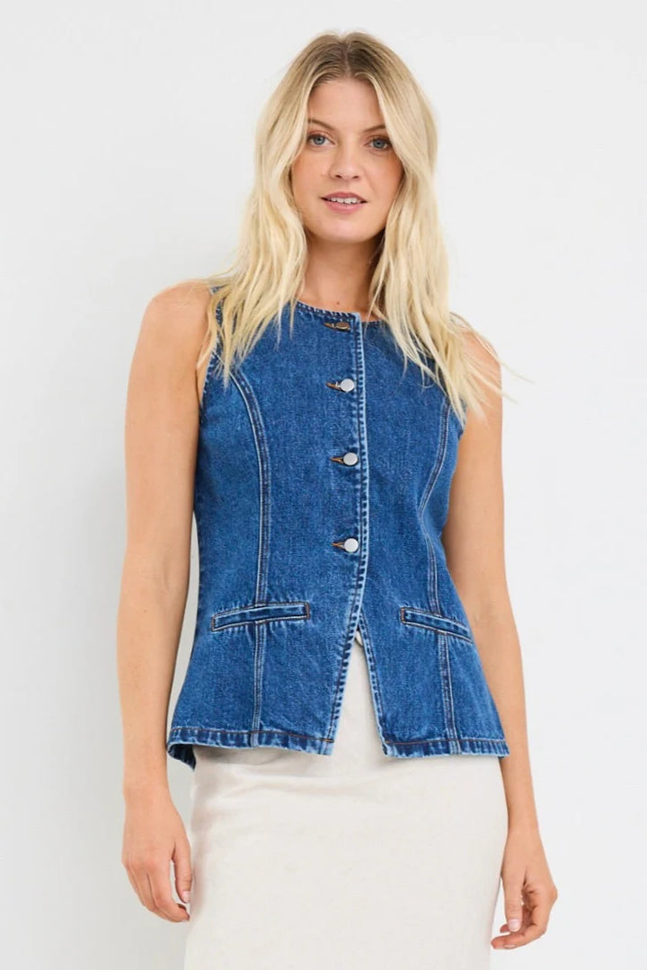 Baseline Marine Blue Denim Vest Top