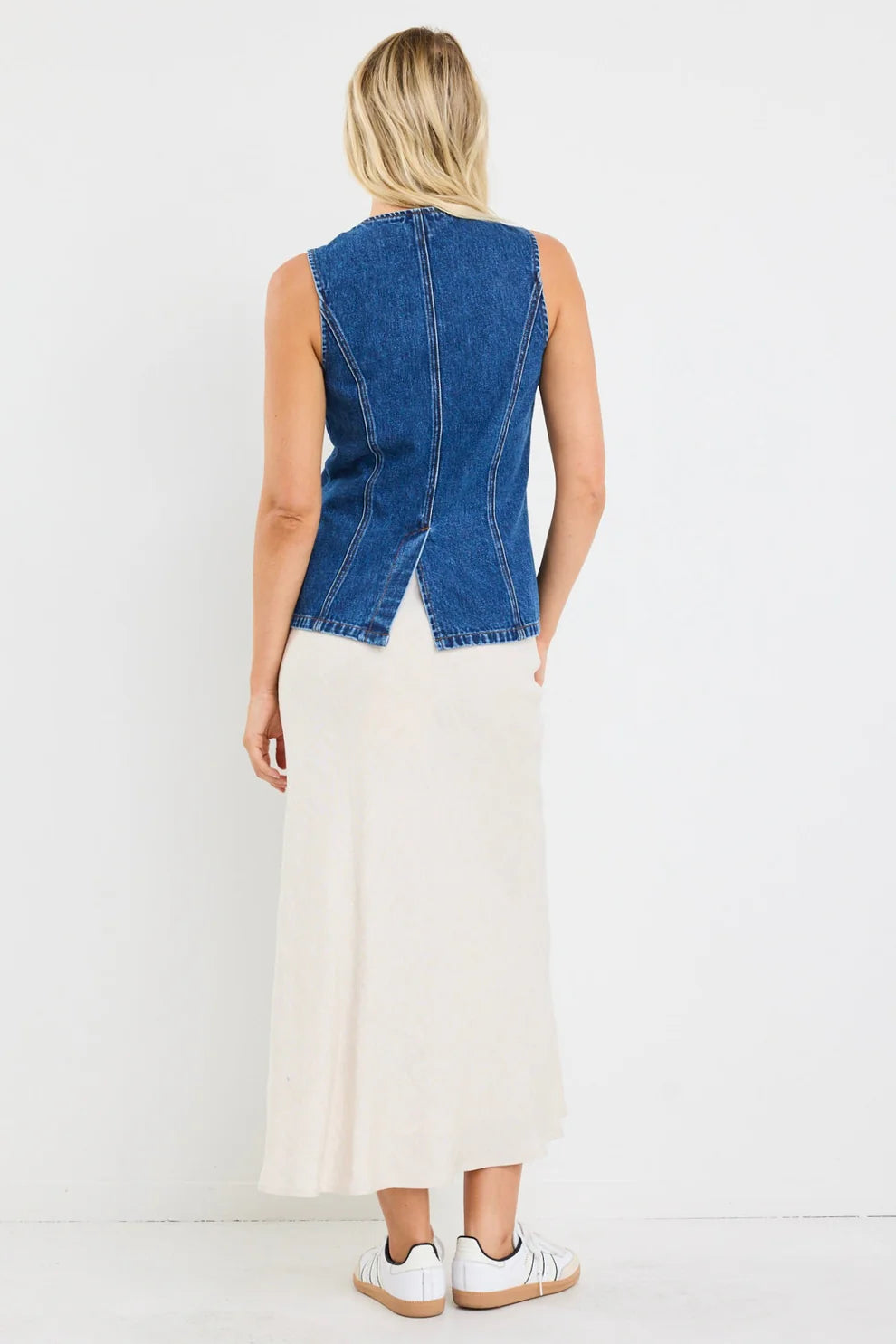 Baseline Marine Blue Denim Vest Top