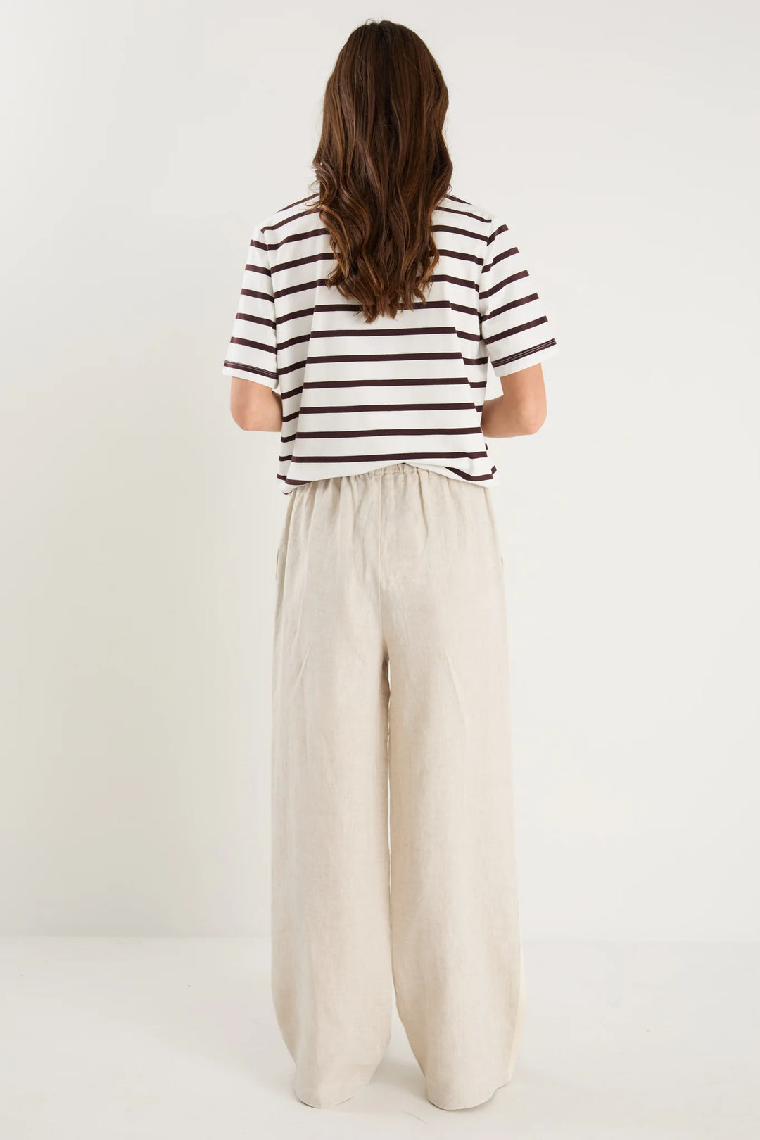 Binding Chocolate White Stripe Boxy Tee