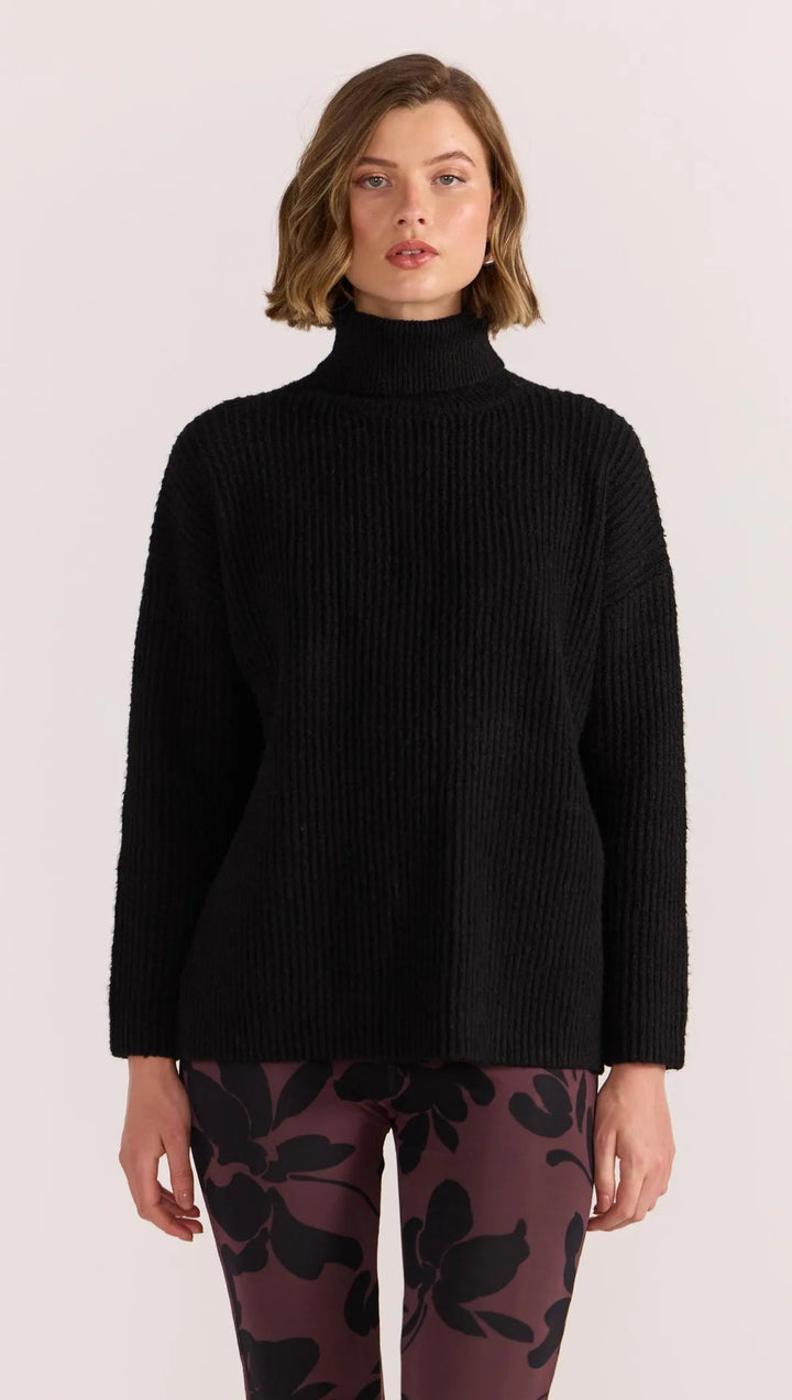 Cassia Roll Neck Jumper - Black