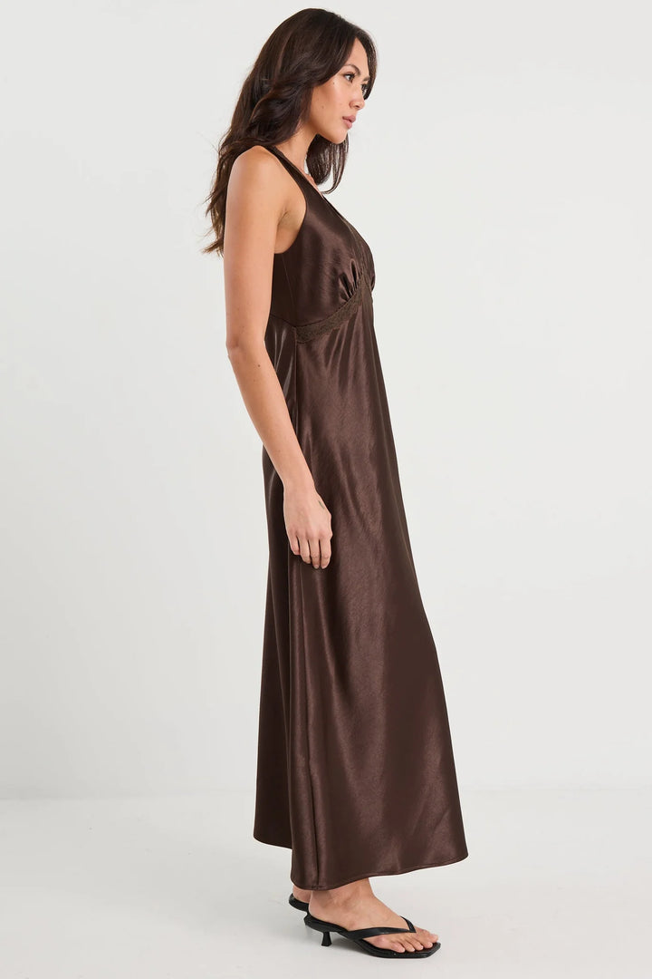 Castle Chocolate Satin Maxi