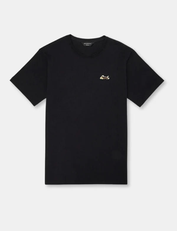 Daschund Dog Embroider Tee - Black