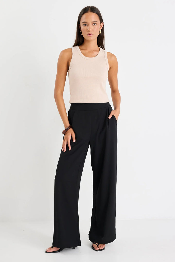 Guardian Black Linen Elastic Back Pants