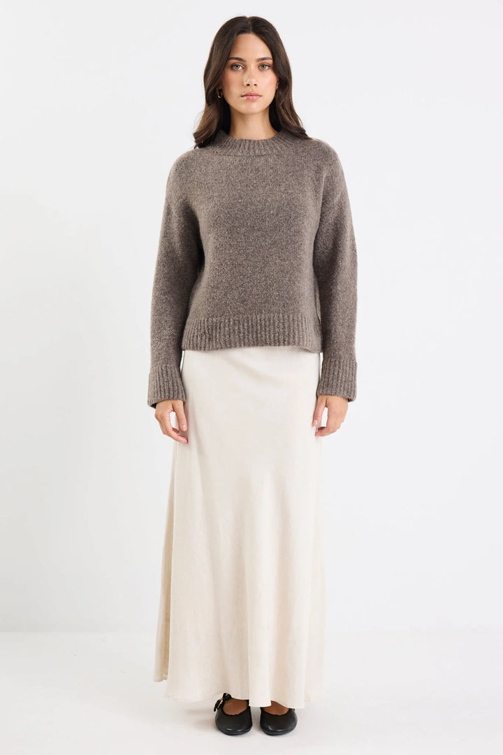 Cocoon Mocha Relaxed Knit Mock Neck jumper