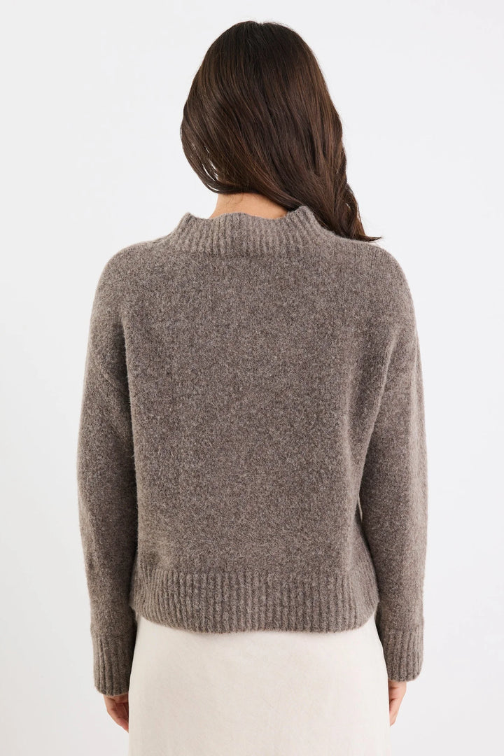 Cocoon Mocha Relaxed Knit Mock Neck jumper