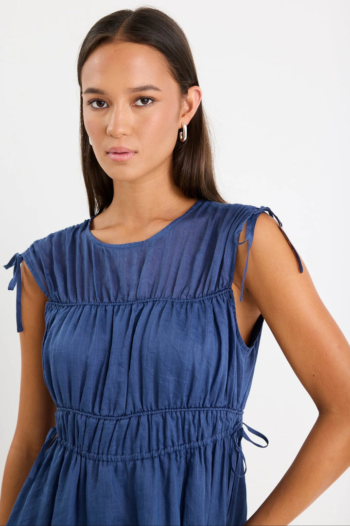 Compass Navy Ramie Relaxed Sleeve Maxi