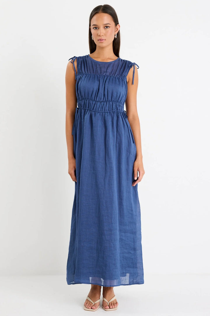 Compass Navy Ramie Relaxed Sleeve Maxi