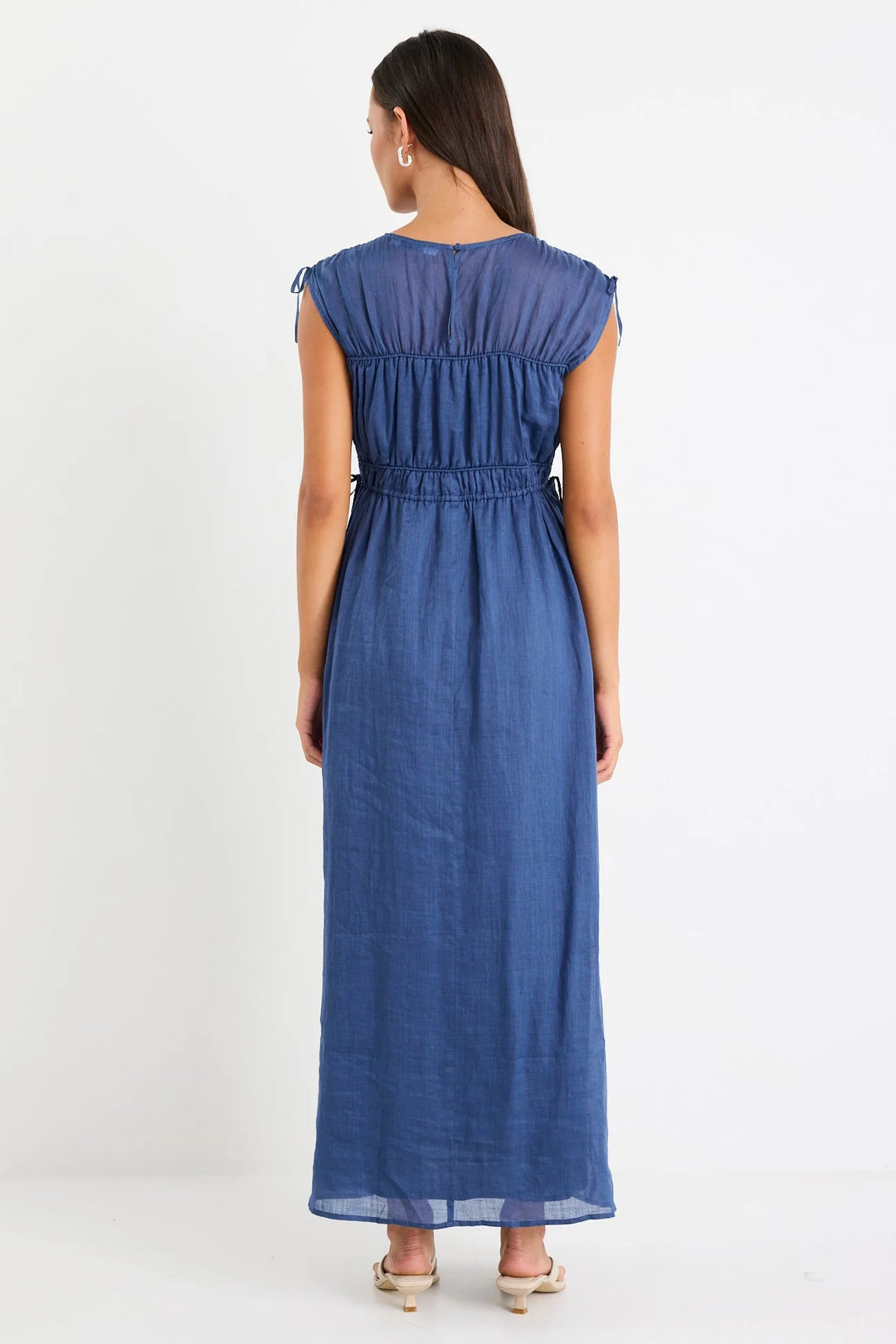 Compass Navy Ramie Relaxed Sleeve Maxi
