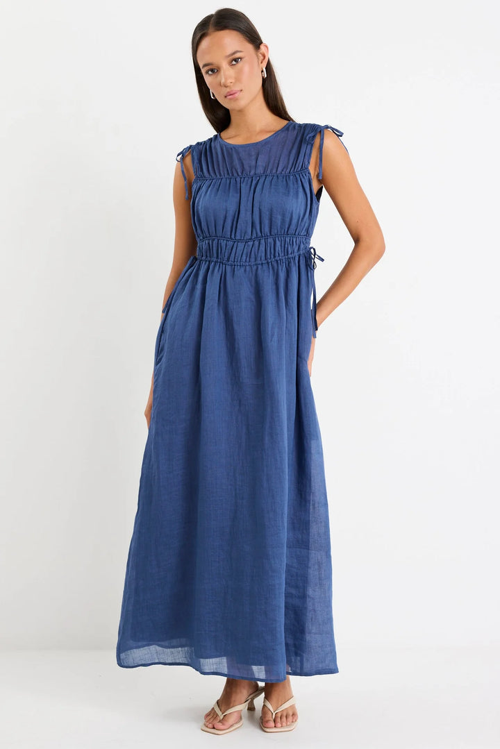 Compass Navy Ramie Relaxed Sleeve Maxi