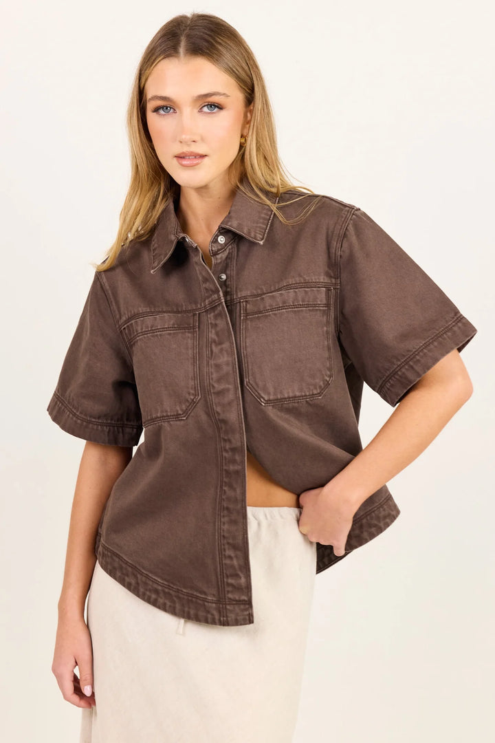 Crucial Mocha Denim Shacket