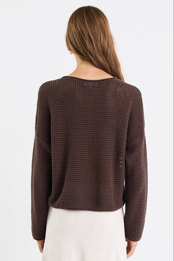 Dawn Chocolate Crochet Knit Jumper